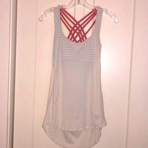 lululemon Wild Tank - cream/bw stripe/salmon, sz6